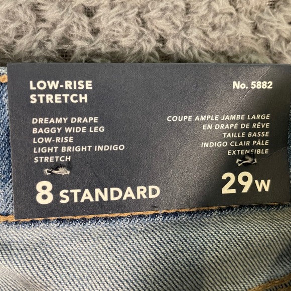 NWT American Eagle Women's Jeans Low-Rise Baggy Wide Leg Size 8R Distressed - Picture 5 of 13